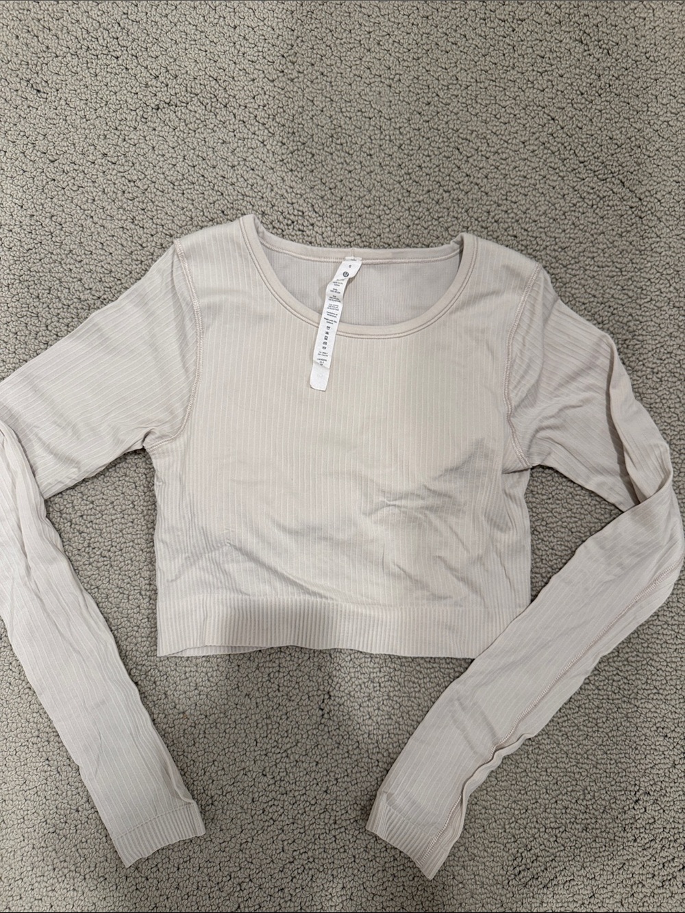 lululemon athletica Ribbed Long-Sleeve Crop Top - Light Beige